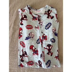 Behold Baby Bamboo Spidey And Friends Zippy  Blue 12-18M Two Way Zip VEUC